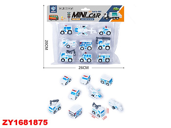 Набор спецтехники 876E-124 5см (9шт) полиция в пакете