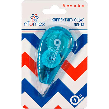 Коррект. лента ATTOMEX 5мм* 4м 4062101 синий прозр.корп.,фрон.аппл.,карт.блист.