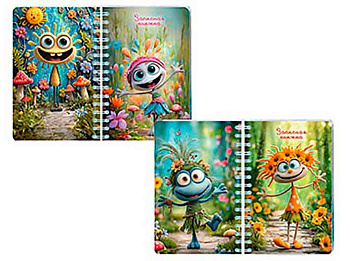 Записная книжка А6  80л. АППЛИКА спираль Перевертыш "Забавные малышки" С1226-70