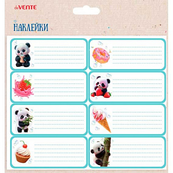 Наклейки д/тетрадей deVENTE "Yummy Panda" 8066521 (8шт) 40*96мм