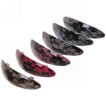 Заколка автомат Lady Collection-Кружево, овал (9*2,5см)  6цв. 656-051