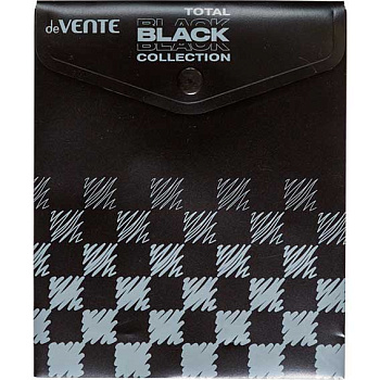 Папка-конверт на кнопке А6 deVENTE "Total black" 3071335 непрозр.чёрная с рис.,1