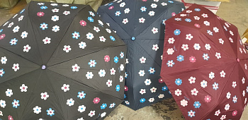 Зонт 50см складной полуавтомат (цветочки меняют цвет) в пакете 3811A/C54296