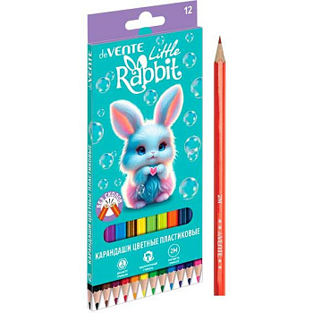 Карандаши пластик. 12цв. deVENTE "Little Rabbit" 5022636 шестигр.,2М,гриф.3мм,к/к