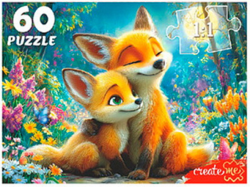 Пазлы (60эл) Лисичка с лисёнком Ф60-2823
