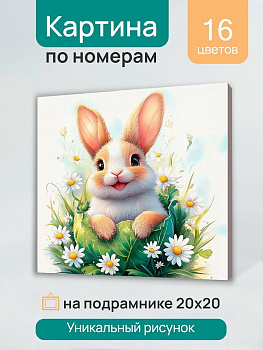 Холст с красками (20х20см) по номерам  Кролик в капусте (16цв) в/к Х-0738