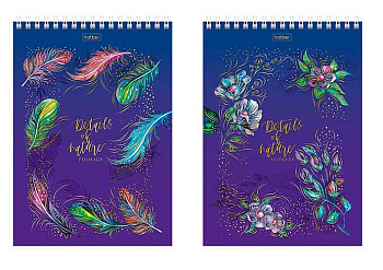 Блокнот А5  80л. ХАТ спираль "Тонкости природы" клетка,мат.лам.,3D фольга