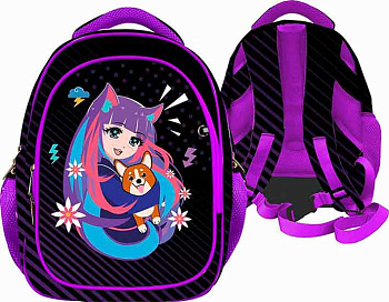 Рюкзак CENTRUM "Девочка с корги" 71146 40*32*16см,2отд.,анатом.спинка,светоотраж