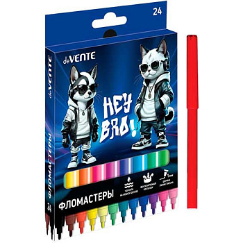 Фломастеры 24цв. deVENTE "Hey Bro" 5083628 вент.колп.,к/к/подвес