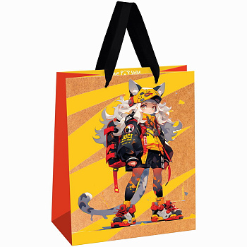 Пакет подарочный 18*23*10см MESHU "Cat girl", крафт MS_61627