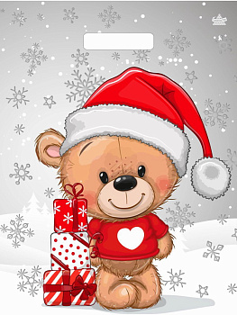 Пакет вырубной полиэтил.(30х41см/60мкм) Мишка с подарками н00245465