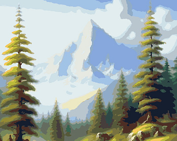 Картина по ном. на холсте (50х40см) с подрам. Среди гор (24цв) КН5041105