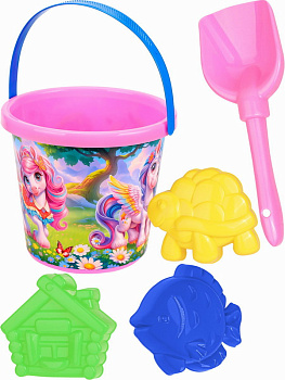 Набор №121 (ведро№8 (0.85л.) Пони,лопатка 22см,3формочки НАБ-4804