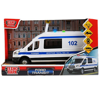 Машина Технопарк пласт. Ford Transit Полиция (22,5см) свет,звук,дв,в/к TRANSITVA