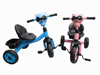 Велосипед 3-кол 10"и8" EVA с корзинкой,свет/муз. (5шт/уп) AG107 роз./синий в/к