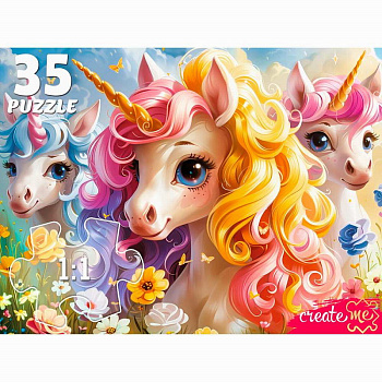 Пазлы (35эл) Три  единорога Ф35-2000