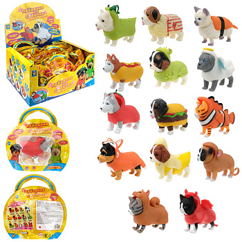 Игрушка-антистресс тянучка Собачки, кошечки в костюмчиках (10см,14вид) в/п Т23804