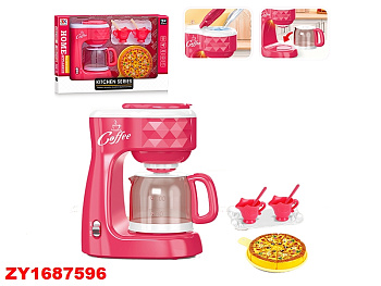 Кофемашина (игрушка) 6861В на батар. с посудой и пиццей в/к