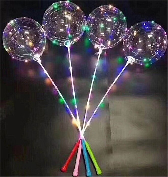 Шар надувной цвет.свет на палочке M10390