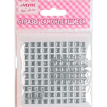 Стразы декор. самокл. deVENTE "Square" 8002186 белые,6мм,100шт,карточка 86*86мм