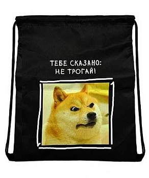 Сумка д/обуви INTELLIGENT 33,5*40см "Не трогай!" DD-185 полиэстер,завязки,чёрный с рис.