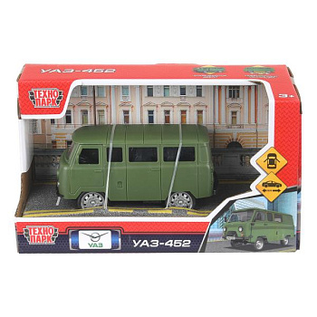 Машина Технопарк пласт. UAZ 452 зеленый (12см) инерц,дв,в/к 2411A0108-R
