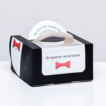 Коробка под бенто-торт с окном Честь и достоинство (14х14х8см) 9898716