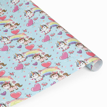 Бумага упаков. глянец (70*100,рулон1шт) Единорог WP- 114564-UN5