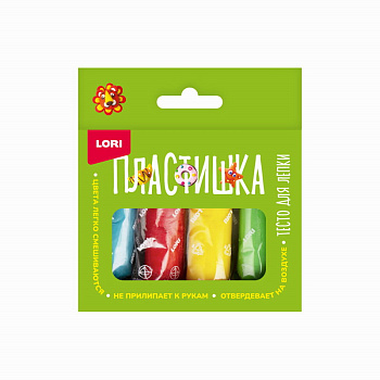 Тесто д/лепки Пластишка (4цв*30гр,коробка с вырубным окном) Тдл-046 (Колорит)