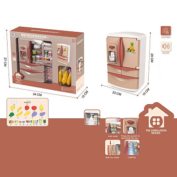 Холодильник YH218-2S (игрушка) 20см. 2двер. с набором продуктов в/к