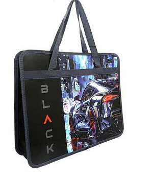 Папка пластик,с ручками А4 ПЧЕЛКА ПМ-А4-25 "Black car" д/тетрадей