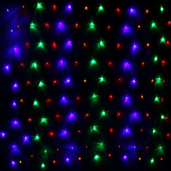 Эл.гирлянда д/дома 725-0572 Сетка 2,5*2,0м,192лампыLED,прозр.пров.,8реж,IP-20,мультицвет