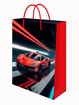 Пакет подарочный с глянц.лам. (14x20x6,5см) (МS) Спорт-авто ППК-7078