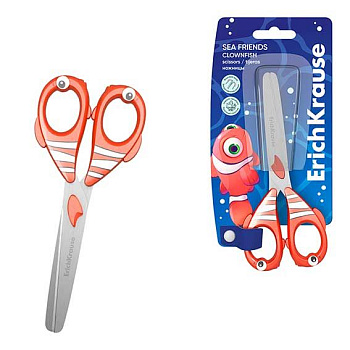 Ножницы детск. 13,5см EK "Sea Friends Clownfish" 60869 закркг.,нерж.сталь,блист.