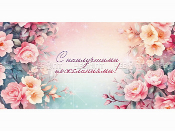 Конверт для денег С наилучшими пожеланиями (цветочная гармония) УФ-лак 1-04-0621 