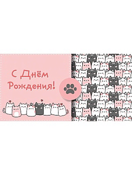 Конверт д/денег Soft Touch С днем рождения! (Милые котики) КСТ-9550