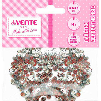 Пайетки декор. deVENTE "Metallic" 8001917 серебр.,14гр.,8*8мм,пластик./п,е/подве