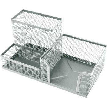 Подставка д/пиш.принадл. deVENTE 4104014 серая,3-секции,метал.,сетчатая