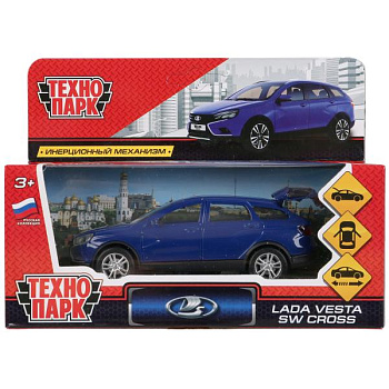 Машина Технопарк металл. Lada Vesta SW Cross синий (12см) откр.дв,инерц,в/к VEST