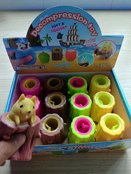 Игрушка-антистресс, жамка зверек в норке C70386 (12шт/уп) Цена за шт