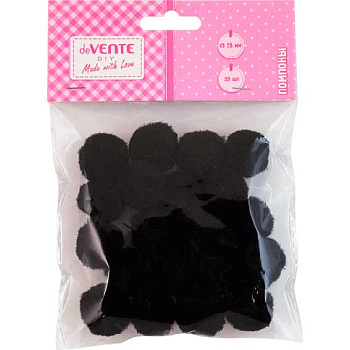 Набор д/творчества deVENTE "Помпоны" 8000025 20шт.,25мм.,чёрные,пластик.пакет