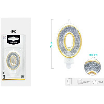 Свечи д/торта (7см) Цифра 0 Sparkle digit EA0461