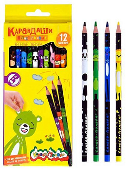 Карандаши пластик. 12цв. Каляка-Маляка "С персонажами" КККМ12-ПЕР кругл.корп.,к/