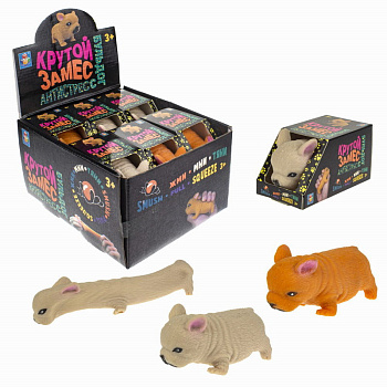 Игрушка-антистресс Крутой замес, Супер Бульдог, тянущийся (8,5см,2цв,12шт/уп) Т2