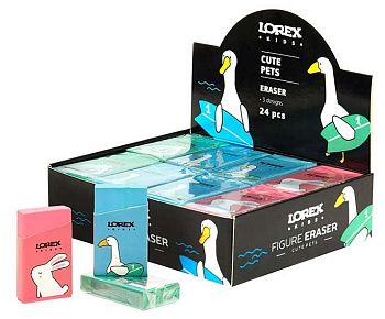Ластик LOREX KIDS "Милые домашние животные" LXKESFRD-CP термопл.рез.,50*29*10мм,прямоуг.,карт.держ.