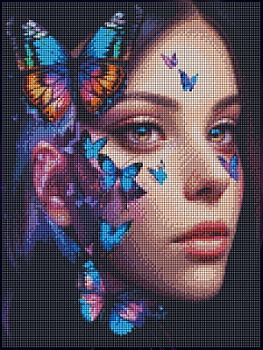 Алмазная мозаика классика квадратная (30х40см) (30цв) Бабочки на лице АЛМ-0082