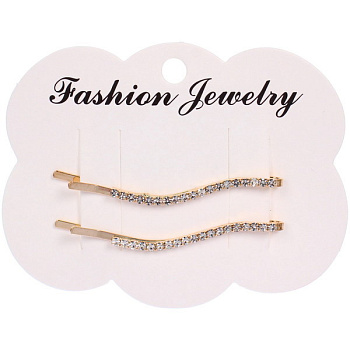 Невидимка д/волос (2шт,6см) Кристалы Агоры, волна, золото 545-0284