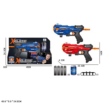 Игрушка пистолет пули поролон JLX7219 с мишенью в/к