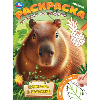 Раскраска А4 Соедини по цифрам Капибара в зоопарке 978-5-506-09930-7