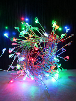 Гирлянда-проволока (2м) 100разноцв.ламп на ножке (мигание) НУ-1011